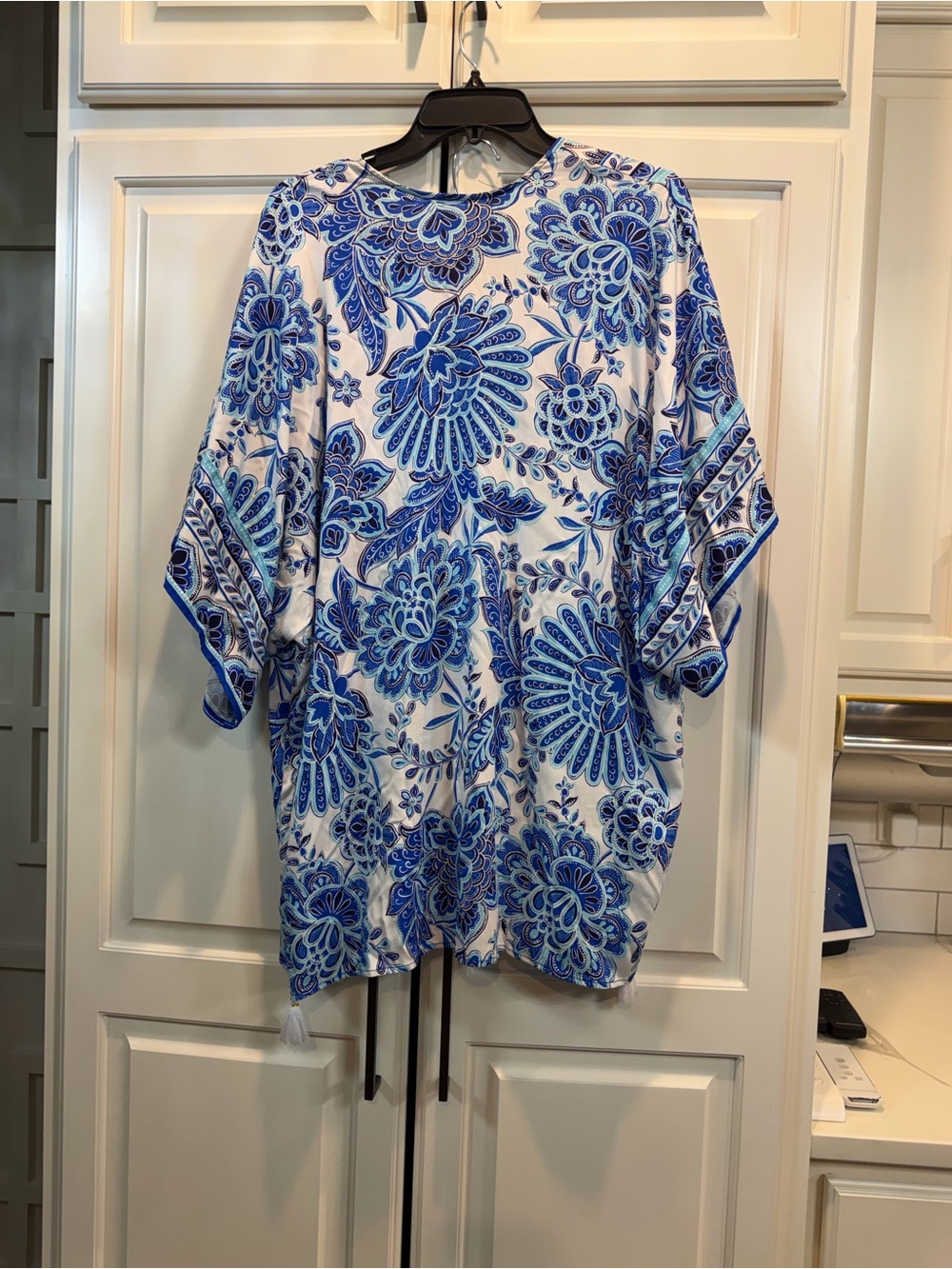 La Blanca Blue and White Floral Swim Cover-Up with Bikini bottoms - Picture 3 of 9